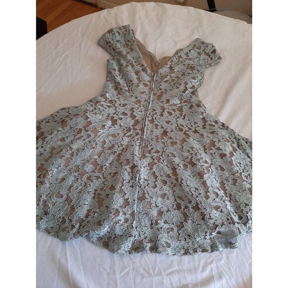 Jr Size 5 City Triangles Blue Brown Glitter Lace Mini Prom Bridesmaid Dress - Picture 6 of 10